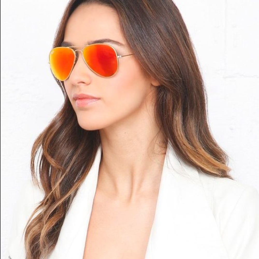 Rayban rb3025 Aviator large metal orange sunglasses